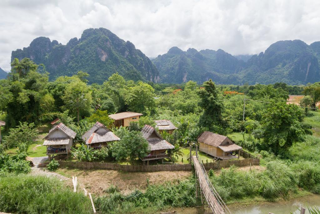 Champa Lao Bungalows Hotel Vang Vieng Bagian luar foto